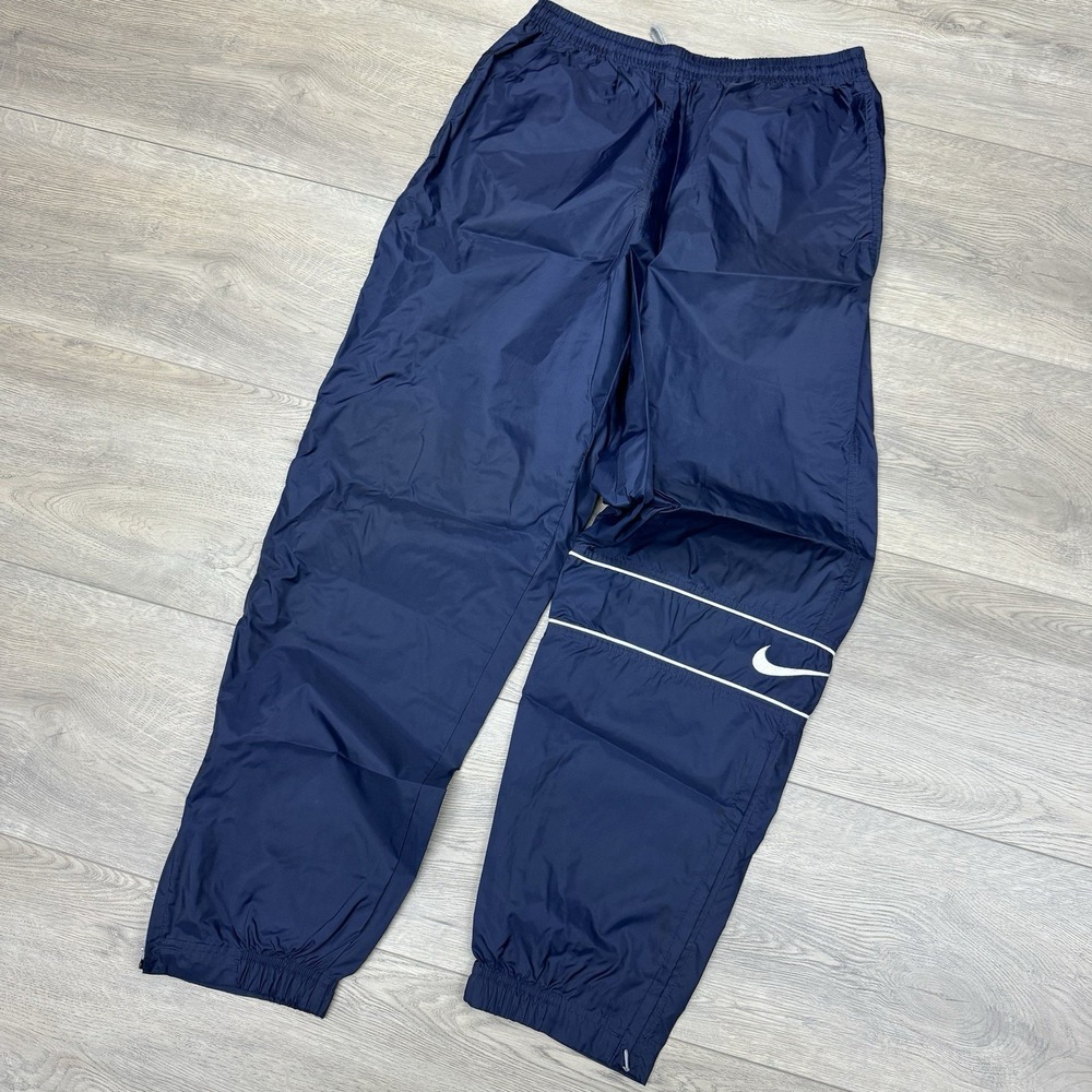 VTG Nike White Tag Blueβ Baggy Windbreaker Pants Sz L Unlined